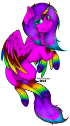Size: 1121x2000 | Tagged: safe, artist:acidthead, artist:immagoddampony, oc, oc only, alicorn, pony, alicorn oc, art trade, colorful, cute, heterochromia, simple background, solo, transparent background