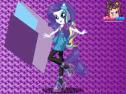 Size: 794x598 | Tagged: safe, artist:user15432, rarity, equestria girls, g4, rainbow rocks, clothes, dress, dressup, dressup game, female, hairpin, hasbro, hasbro studios, leggings, ponied up, pony ears, rainbow hair, rainbow rocks outfit, shoes, solo, starsue