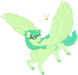 Size: 1327x1286 | Tagged: safe, artist:ganashiashaka, oc, oc only, oc:storm streak, pegasus, pony, female, glasses, golden snitch, harry potter (series), mare, offspring, parent:applejack, parent:soarin', parents:soarinjack, simple background, solo, transparent background