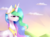 Size: 2591x1925 | Tagged: safe, artist:luulyh, princess celestia, alicorn, pony, g4, bust, cloud, female, mare, portrait, scenery, signature, sky, smiling, solo, stars, sunrise