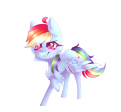 Size: 1024x951 | Tagged: safe, artist:luulyh, rainbow dash, pegasus, pony, g4, cheek fluff, chest fluff, chibi, female, grin, heart eyes, signature, simple background, smiling, solo, transparent background, wingding eyes