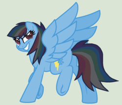 Size: 992x856 | Tagged: safe, artist:vitotie, oc, oc only, oc:chell, pegasus, pony, base used, female, green background, mare, offspring, parent:rainbow dash, parent:soarin', parents:soarindash, simple background, solo