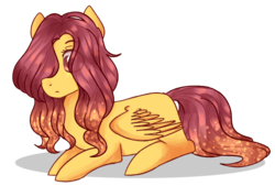 Size: 1082x730 | Tagged: safe, artist:poppyglowest, oc, oc only, oc:ivy, pegasus, pony, eye clipping through hair, female, mare, prone, simple background, solo, transparent background