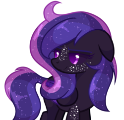 Size: 2067x2000 | Tagged: safe, artist:poppyglowest, oc, oc only, oc:constance, pegasus, pony, black sclera, ethereal mane, female, floppy ears, high res, mare, simple background, solo, starry mane, transparent background