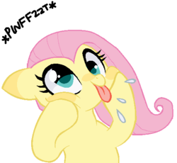 Size: 488x448 | Tagged: safe, artist:suikuzu, edit, fluttershy, pony, g4, adorkable, base used, cute, daaaaaaaaaaaw, derp, dork, floppy ears, majestic as fuck, ms paint, onomatopoeia, raspberry, raspberry noise, shyabetes, silly, silly pony, solo, spit, spitting, tongue out