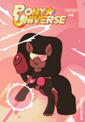 Size: 576x822 | Tagged: dead source, safe, artist:piripaints, earth pony, gem (race), gem pony, pony, clothes, comic cover, cool, crossover, female, fusion, garnet (steven universe), gem, gem fusion, mare, ponified, reference, sapphire, solo, steven universe, sunglasses