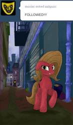 Size: 800x1367 | Tagged: safe, artist:hewison, oc, oc:pun, earth pony, pony, ask pun, alley, ask, female, mare, tumblr