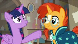 Size: 1280x721 | Tagged: safe, screencap, sunburst, twilight sparkle, alicorn, pony, unicorn, g4, uncommon bond, twilight sparkle (alicorn)