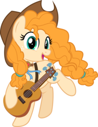 Size: 5100x6568 | Tagged: safe, artist:jhayarr23, pear butter, pony, g4, absurd resolution, female, guitar, hat, looking at you, mare, simple background, solo, transparent background, vector