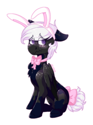 Size: 895x1200 | Tagged: safe, artist:person8149, oc, oc only, oc:eclipse, pegasus, pony, bowtie, bunny ears, male, simple background, sitting, solo, stallion, transparent background