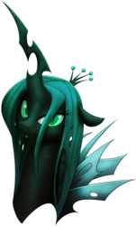 Size: 1263x2097 | Tagged: safe, artist:ikarooz, queen chrysalis, changeling, changeling queen, g4, bust, crown, fangs, female, jewelry, looking at you, portrait, regalia, simple background, solo, transparent background