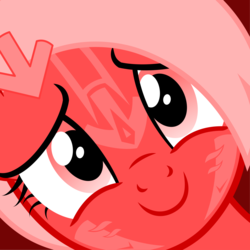 Size: 1500x1500 | Tagged: safe, artist:arifproject, oc, oc only, oc:downvote, pony, derpibooru, close-up, cute, decal, derpibooru ponified, looking at you, meta, ponified, simple background, smiling, solo