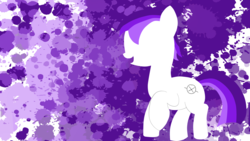 Size: 1920x1080 | Tagged: safe, artist:tempestdk, oc, oc only, oc:puff smarts, earth pony, pony, abstract background, colt, cutie mark, female, foal, hooves, lineless, male, mare, minimalist, modern art, open mouth, raised hoof, silhouette, solo, wallpaper
