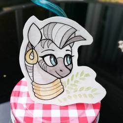 Size: 1183x1183 | Tagged: safe, artist:eeviart, zecora, pony, zebra, g4, ear piercing, earring, female, jewelry, neck rings, necklace, piercing, solo, traditional art