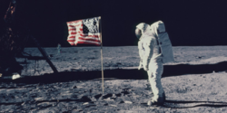 Size: 628x314 | Tagged: safe, artist:judhudson, edit, trixie, human, g4, american flag, apollo 11, astronaut, clothes, cosplay, costume, fursuit, irl, irl human, moon, photo, united states, when you see it