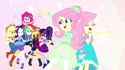 Size: 1280x720 | Tagged: safe, screencap, applejack, fluttershy, pinkie pie, rainbow dash, rarity, sci-twi, sunset shimmer, twilight sparkle, equestria girls, g4, my little pony equestria girls: better together, so much more to me, converse, cute, female, geode of empathy, geode of fauna, geode of shielding, geode of super speed, geode of super strength, geode of telekinesis, humane five, humane seven, humane six, magical geodes, shoes, sneakers