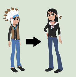 Size: 766x780 | Tagged: safe, artist:obeliskgirljohanny, artist:selenaede, chief thunderhooves, equestria girls, g4, base used, equestria girls-ified, feather, headdress, indian chief, looking at you, native american, redesign