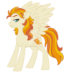 Size: 1024x1109 | Tagged: safe, artist:azure-art-wave, oc, oc only, oc:phoenix feather, pegasus, pony, female, mare, offspring, parent:lightning dust, simple background, solo, transparent background, watermark