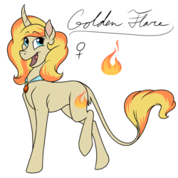 Size: 800x800 | Tagged: safe, artist:pampoke, oc, oc only, oc:golden flare, pony, unicorn, adopted offspring, curved horn, female, horn, jewelry, leonine tail, mare, necklace, parent:cheese sandwich, parent:pinkie pie, parents:cheesepie, simple background, solo, transparent background