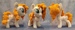 Size: 1023x408 | Tagged: safe, artist:plushypuppy, pear butter, earth pony, pony, g4, female, irl, mare, photo, plushie, solo, standing