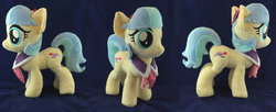 Size: 1024x418 | Tagged: safe, artist:plushypuppy, coco pommel, earth pony, pony, g4, clothes, female, irl, mare, photo, plushie, solo, standing
