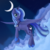 Size: 1980x1980 | Tagged: safe, artist:uncannycritter, princess luna, alicorn, pony, g4, cloud, crescent moon, cute, female, flying, hoof shoes, lunabetes, moon, night, s1 luna, simple background, solo