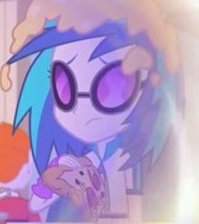 Size: 316x356 | Tagged: safe, screencap, dj pon-3, vinyl scratch, equestria girls, g4, my little pony equestria girls: better together, overpowered (equestria girls), cropped, female, food, meat, pepperoni, pepperoni pizza, pizza, solo