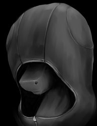 Size: 800x1036 | Tagged: safe, artist:thatonegib, pony, black and white, black background, bust, clothes, coat, crossover, disney, grayscale, hood, kingdom hearts, monochrome, no eyes, organization xiii, paint tool sai, paint tool sai 2, ponified, portrait, simple background, solo, zipper