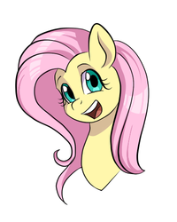 Size: 400x500 | Tagged: safe, artist:cosmalumi, fluttershy, pony, g4, bust, eyelashes, female, filly, looking at you, mare, open mouth, portrait, simple background, smiling, solo, white background, younger
