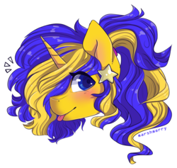 Size: 2257x2138 | Tagged: safe, artist:skylacuna, oc, oc only, pony, unicorn, bust, female, high res, mare, portrait, simple background, solo, tongue out, transparent background