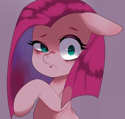 Size: 1024x976 | Tagged: safe, artist:koto, pinkie pie, earth pony, pony, g4, female, looking at you, mare, pinkamena diane pie, simple background, solo