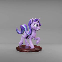 Size: 1089x1089 | Tagged: safe, artist:ruptuppup, starlight glimmer, pony, unicorn, g4, craft, female, grin, mare, nervous, nervous smile, sculpture, smiling, solo, walking