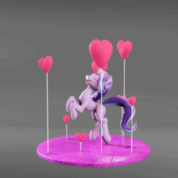 Size: 574x573 | Tagged: safe, artist:ruptuppup, starlight glimmer, pony, unicorn, g4, animated, craft, eyes closed, female, heart, mare, raised hoof, sculpture, skipping, smiling, solo, turnaround