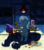 Size: 2500x2836 | Tagged: safe, artist:crabs_of_steam, trixie, g4, alcohol, beer, cape, chair, chips, clothes, drawthread, food, hat, high res, looking at you, magic, scepter, sitting, table, telekinesis, trixie's cape, trixie's hat, twilight scepter