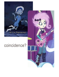 Size: 927x1200 | Tagged: safe, edit, edited screencap, screencap, fluttershy, ghost, human, equestria girls, equestria girls specials, g4, my little pony equestria girls: better together, my little pony equestria girls: rollercoaster of friendship, clothes, comparison, cropped, female, flutterpunk, hologram, midriff, phantasma, phanty, scooby-doo and the ghoul school, scooby-doo!, tank top, vampishy