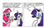 Size: 653x423 | Tagged: safe, artist:gingerfoxy, edit, pinkie pie, rarity, earth pony, pony, unicorn, pony comic generator, g4, 2 panel comic, clothes, comic, dress, friendship, i would do anything for love, meat loaf, no, song reference