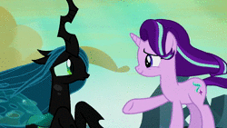 Size: 1920x1080 | Tagged: safe, edit, edited screencap, screencap, queen chrysalis, starlight glimmer, changeling, changeling queen, pony, unicorn, g4, the cutie map, to where and back again, adoracreepy, alter ego, alternate ending, alternate hairstyle, alternate scenario, angry, animated, assertive, character development, creepy, crossing the memes, cute, denied, fail, fear, female, former queen chrysalis, frown, good end, interrupted, intimidating, mare, meme, menacing, no u, oh crap, quiet, rage, rage face, ragelight glimmer, reformed, rekt, s5 starlight, savage, scared, shocked, shut up, shut up hannibal, sound, split personality, subversion, webm, wide eyes