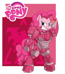 Size: 878x1000 | Tagged: safe, artist:dr-empirezombie, pinkie pie, earth pony, pony, g4, clothes, female, marine, solo, starcraft, suit, terran