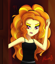 Size: 1122x1303 | Tagged: safe, artist:jenniheartva, adagio dazzle, equestria girls, g4, breasts, clothes, delicious flat chest, female, flatdagio dazzle, looking at you, open mouth, solo, tank top