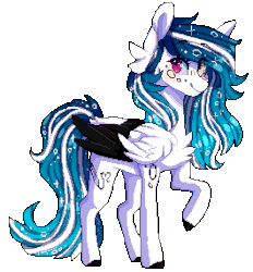 Size: 265x285 | Tagged: safe, artist:skimea, oc, oc:marie pixel, pegasus, pony, animated, blinking, female, gif, mare, simple background, solo, transparent background, two toned wings