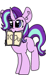 Size: 313x515 | Tagged: safe, artist:nootaz, starlight glimmer, pony, g4, female, heart eyes, missing cutie mark, mouth hold, simple background, solo, transparent background, wingding eyes