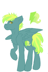 Size: 1024x1536 | Tagged: safe, artist:helianas, oc, oc only, oc:neonzap, pegasus, pony, male, offspring, parent:dumbbell, parent:lightning dust, parents:lightningbell, simple background, solo, stallion, white background