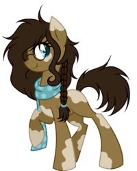 Size: 1024x1279 | Tagged: safe, artist:mintoria, oc, oc only, oc:chocolate cookie, earth pony, pony, clothes, female, glasses, mare, scarf, simple background, solo, transparent background