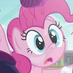 Size: 600x600 | Tagged: safe, screencap, pinkie pie, pony, g4, the gift of the maud pie, against glass, cropped, cute, female, glass, solo