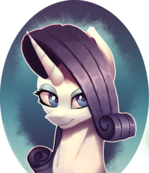 Size: 1024x1189 | Tagged: safe, artist:equestrian-downfall, rarity, pony, unicorn, g4, bust, female, looking sideways, mare, portrait, smiling