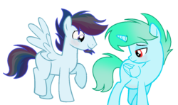 Size: 1240x736 | Tagged: dead source, safe, artist:rainbows-skies, oc, oc only, oc:blaze storm, oc:water star, alicorn, pegasus, pony, alicorn oc, blushing, facial hair, gay, goatee, male, male pregnancy, offspring, parent:rainbow dash, parent:soarin', parents:soarindash, pregnant, simple background, stallion, transparent background