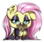 Size: 771x740 | Tagged: safe, artist:pia-sama, fluttershy, bat, pegasus, pony, fake it 'til you make it, g4, chibi, clothes, cute, eyeshadow, female, fluttergoth, makeup, mare, shyabetes, simple background