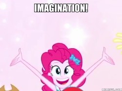 Size: 600x449 | Tagged: source needed, safe, edit, edited screencap, screencap, pinkie pie, equestria girls, g4, my little pony equestria girls: better together, so much more to me, cropped, cute, diapinkes, female, idiot box, imagination, looking at you, memeful.com, solo focus, spongebob squarepants