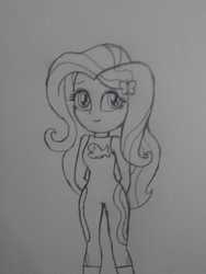 Size: 3120x4160 | Tagged: safe, artist:bronymode-activate, artist:cartooniste2z, fluttershy, equestria girls, g4, my little pony equestria girls: better together, clothes, female, fluttershy's wetsuit, sketch, solo, summer, traditional art, wetsuit