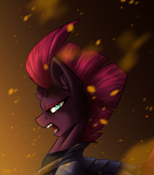 Size: 3500x4000 | Tagged: safe, artist:lrusu, tempest shadow, pony, unicorn, g4, armor, broken horn, female, horn, mare, open mouth, open up your eyes